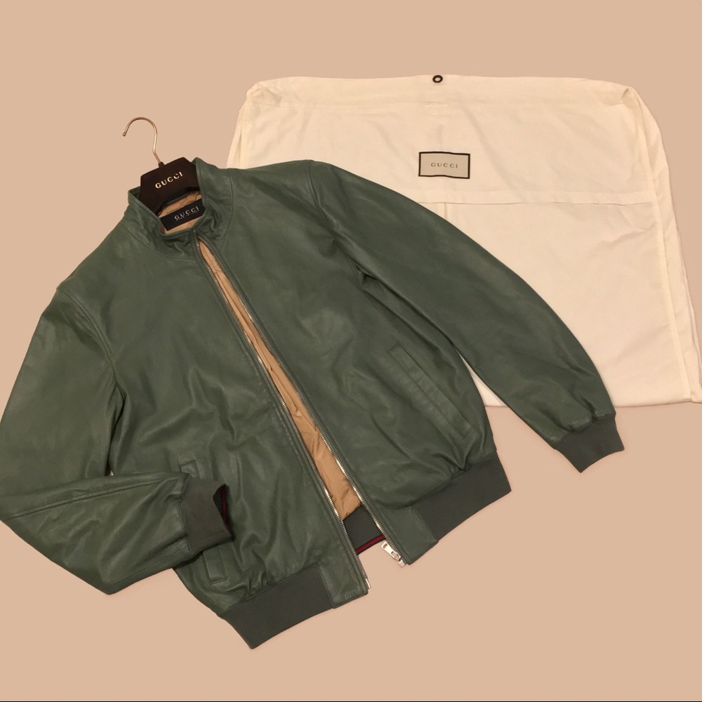 GUCCI Men’s Green Nappa Leather Jacket
